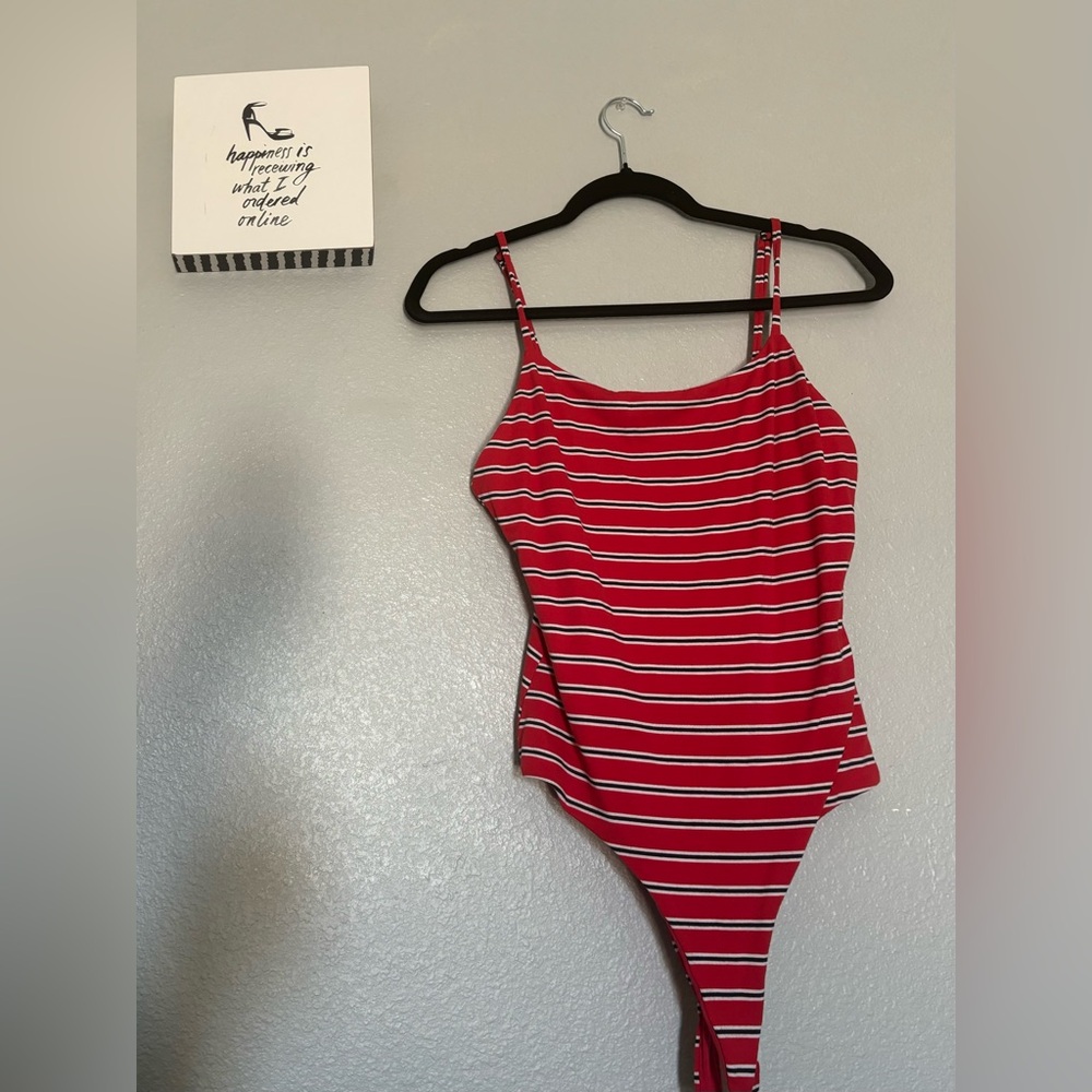 Jun & Ivy Striped Red, Navy & White Bodysuit